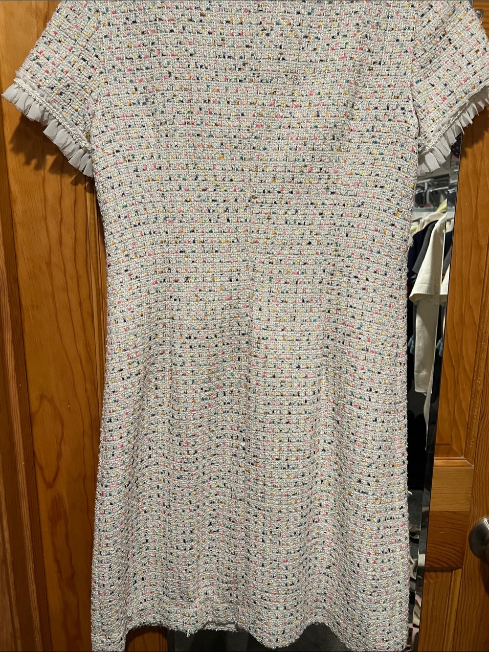 Lela Rose Cream Tweed Mini Dress with Multicolor Flecks